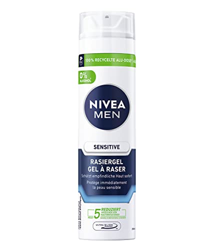 NIVEA MEN Sensitive Rasiergel für Männer (200 ml), Rasier Gel mit Kamille, Hamamelis und Vitamin E für eine sanfte Rasur, schützende Formel gegen Hautirritationen