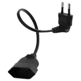 Verlängerungskabel Flach mit Eurostecker Typ C, 0,3m, 2.5A 250V, für TV, Computer, Monitor, Lampe und Haushaltsgeräte, Schwarzes Kabel mit 90° Winkelstecker für Platzsparende Installation