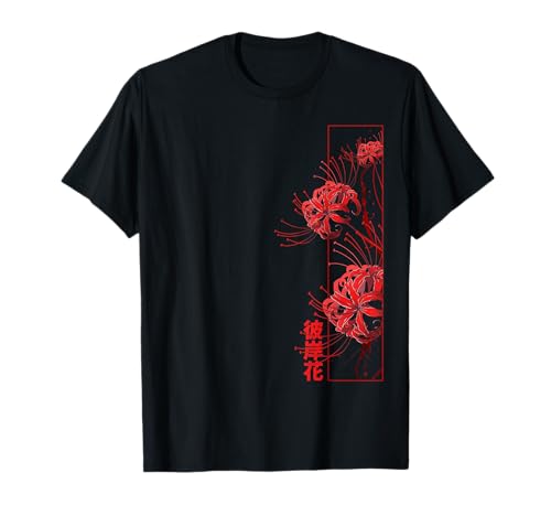 Rote Spinne Lilie Higanbana Japanische Blume Ästhetischer Anime T-Shirt