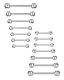 MYGLOAR 14-teiliges Zungenpiercing-Set aus 14G-Chirurgenstahl. Zungenpiercing-Zunge, 10/12/14/16/18/20/22 mm Stab aus Chirurgenstahl-Kunststoff