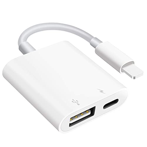 USB Kamera Adapter, USB Buchse OTG Adapter Kompatibel mit Phone, Tragbarer USB Adapter für Phone mit Ladeanschluss, USB Adapter, Keine Anwendung, Unterstützung für Kartenleser (Weiß)