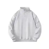 WKAYsIV Anzug Schwarz Sweatshirt mit Reißverschluss Casual Solide Urlaub Hoodie Pullover Tops Sweatshirt Dunkelblau Herren (Light Gray, XXXL)