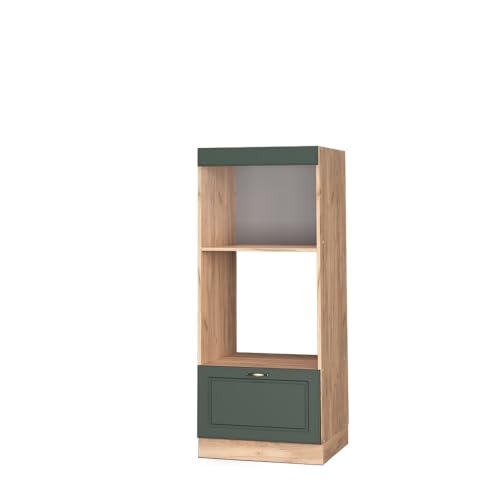 Vicco Mikrowellenschrank Fame-Line, Grün-Gold Landhaus/Goldkraft Eiche, 60 cm offen
