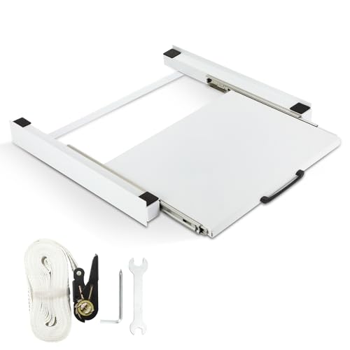 Ansobea Zwischenbaurahmen für Trockner und Waschmaschine, Zwischenbausatz mit Auszug als Ablage für Waschmaschinen und Trockner | Passend für 60x60 cm Geräte