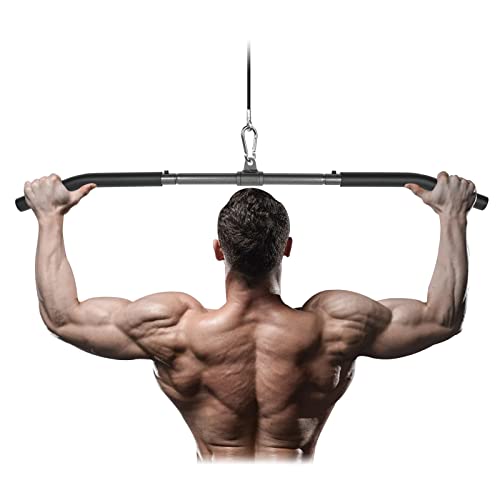 Latzugstange mit Drehgelenk, 100cm Abnehmbar Latzug Griffe Gebogene Klimmzugstangen Zugstange Fitness für Zuhause Bodybuilding Crossfit Krafttraining Fitness Workout Zubehör