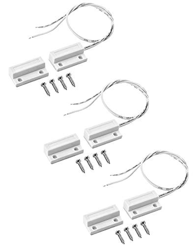 QWORK® 3 Stück MC-38 Verdrahtete Sicherheit Fenster Tor Kontakt Sensor Alarm, Tür Fenster Reedschalter Alarm Magnetschalter (NO)