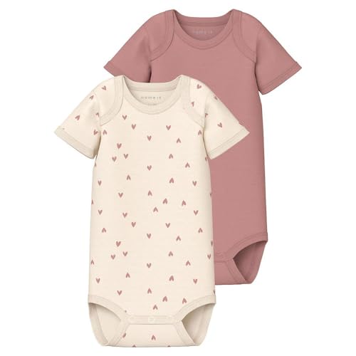 NAME IT Baby - Mädchen Nbfbody 2p Ss Buttercream Hearts Noos, Buttercream, 98