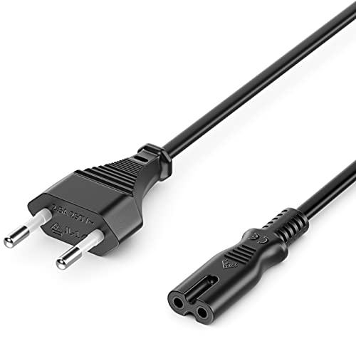 deleyCON 3,0m Netzkabel Stromkabel Strom Kabel Stecker Typ C Eurostecker auf C7 Buchse Euro-Netzkabel Kleingerätekabel Euro 8 TV Blu-Ray Haushaltsgeräte Netzteile - Schwarz