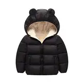 Baby Winter Jacke Mantel Reißverschluss Kapuzenjacke Winddicht Warm Fleece Oberbekleidung Schneeanzug mit Zwei Taschen für Jungen Mädchen 12 Monate-5 Jahre