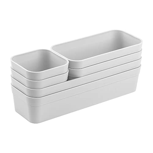 1x Schubladen-Organizer Set Aufbewahrungs-Box Einteiler verstellbar hellgrau