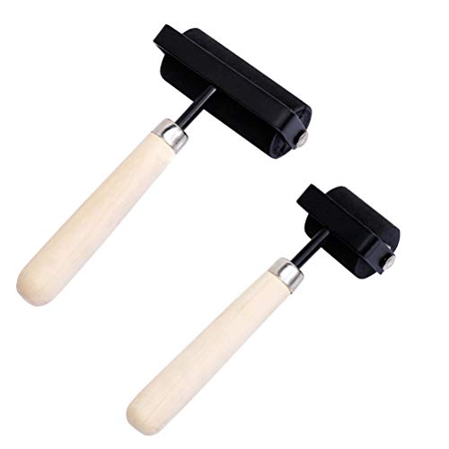 Supvox 2PCS Gummi-Leimwalze mit Holzgriff, Stempelfarbblock zum Drucken, Stempeln, Leimen