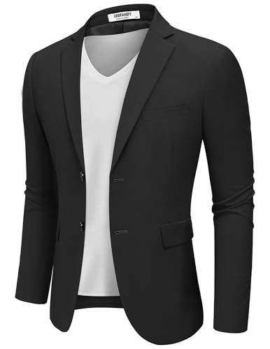 COOFANDY Sakko Herren Sportlich Blazer Jackett Business Freizeit Regular Fit Sommer Sportsakko Anzugjacken Schwarz XL