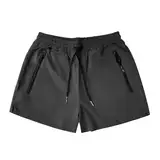 Sporthosen Herren Fitnesshose Sommer Dünn Lose Schnell Trocknend Lauftraining Shorts Cargo(Dunkelgrau,L)