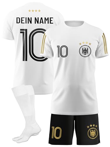 Deutschland Fußballtrikot Personalisiert für Jungen & Mädchen – mit deinem Namen & Nummer – atmungsaktiv & leicht für EM 2024 Fans