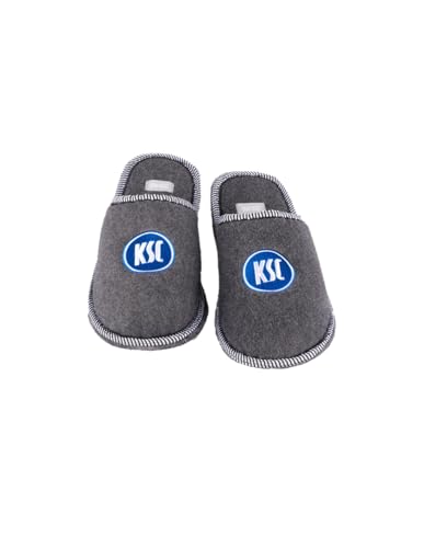 Karlsruher SC KSC Hausschuhe Pantoffeln grau (Grau, EU Schuhgrößensystem, Erwachsene, Numerisch (von/bis), M, 41, 42)