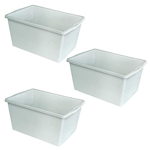 3x Kunststoffwanne im Set, 60 Liter, LxBxH 640x450x340 mm, weiß, PE-LD, lebensmittelecht