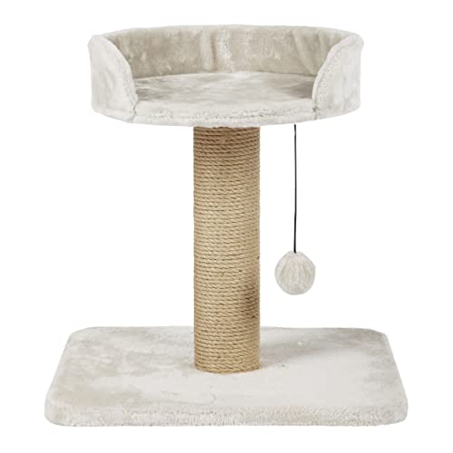 TRIXIE Kratzbaum Mica 46 cm in lichtgrau – kleiner & kompakter Katzenbaum mit gemütlicher Liegemulde & Spielball, komfortabel & stabil – 44418