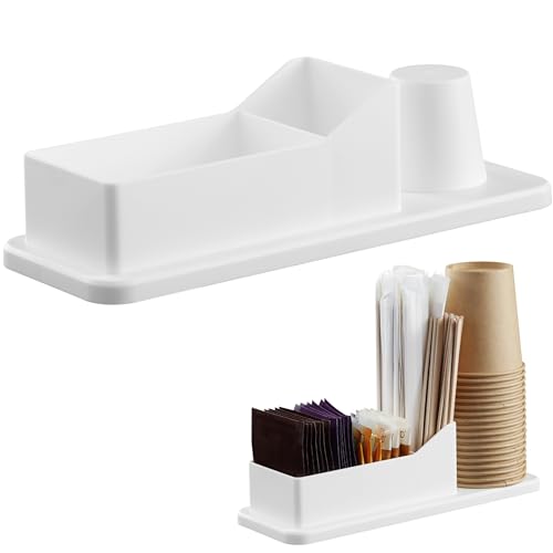 Navaris Kaffee Organizer Set - 24,4 x 8,7 x 6,8cm - Aufbewahrungsbox Kaffeezubehör - Zubehör Box für z. B. Becher Zucker Milch Kaffeesahne Kapseln - Weiß