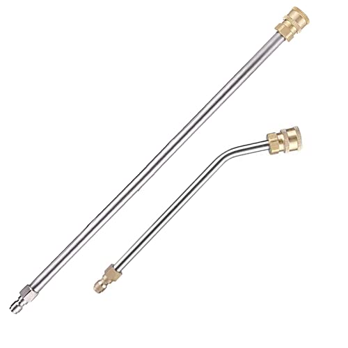 Verlängerungsstab Lanze für Hochdruckreiniger, Verlängerungsstab (38cm) + 30° gebogene Verlängerungsstange (22 cm), 1/4 Zoll Schnellanschluss, 4000 PSI, 2 Stück