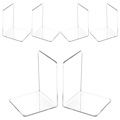 VMUTGA 6PCS Klarer Buchstützen, Buchständer aus Acryl, Buchstütze für Büro Schule Bibliothek, Schlafzimmer Transparente Dekoration