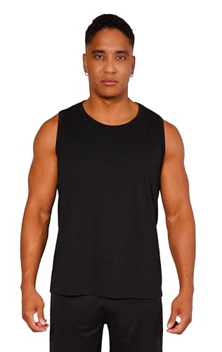 Tank Top Herren, Ärmelloses Sommer Shirt aus Reiner Baumwolle-Single Jersey, Sport Muskelshirt, Fitness Trägershirts, Achselshirt - Schwarz, Gr. M