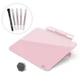 Rosa Mini Desktop Reines Glas Whiteboard, Kleine Neigung Slick Desk Whiteboard Glas, Schreibtisch Whiteboard, Stenographie Artefakt für Büro Home Schooling Dekor, 21x15 cm