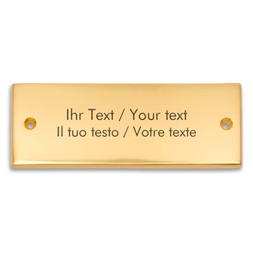 Namensschild aus Messing mit personalisierter Gravur - 125 x 45 mm, rechteckig - Messingschild, Türschild, Klingelschild mit eigenem Text