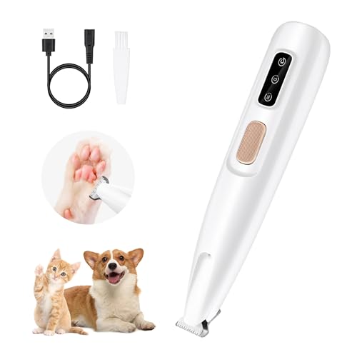 Mcbazel Haustierhaarschneider mit LED-Licht, Hundeschermaschine Leise Haustier-Rasierer Wasserdichter Pfotenhaarschneider Profi Hunderasierer Wiederaufladbarer Pfotenschneider für Hunde und Katzen