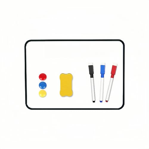 YIAGUN Whiteboard, trocken abwischbar, doppelseitig, magnetisch, mit trocken abwischbaren Stiften und Radiergummi, Lapboard für Kinder oder Schule, Zuhause, Büro, Fernlernen, Schwarz, 30 x 21 cm