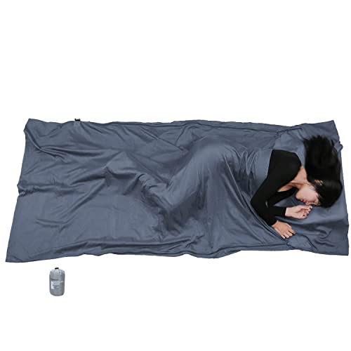 BROWINT Schlafsack Inlett aus Seide/Baumwolle, Reiseschlafsack mit Doppeltem Reißverschluss und Kissenfach, 220cm X 110cm Extrabreite Hüttenschlafsack für Hostels, Lnlay Leicht, Kompakt & Atmungsaktiv