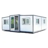 BOVONO Vorgefertigtes kleines Haus, mobiles Fertighaus mit abschließbarer Tür und Fenster, Outdoor-Schuppen mit Toilette und Schrank, perfekt für Hotel, Kiosk, Stand (4,5 x 6,8 m)