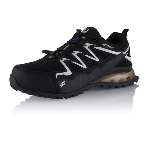 Fusskleidung® Damen Herren Wanderschuhe wasserdichte Trail Running Trekkingschuhe Schwarz Weiß EU 39