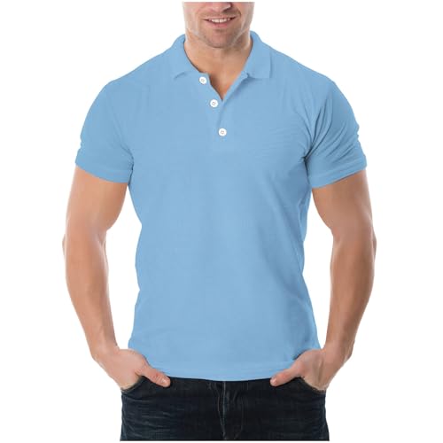 Poloshirt Herren Kurzarm Einfarbiges Revers Sport Poloshirt Atmungsaktives T-Shirt für Outdoor Sport Tennis Arbeit Golf Tennis Kleidung T-Shirt Büroarbeits Tshirt