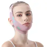 Wiederverwendbarer Chin Strap,V-förmiges Kinn Gesichtsstraffungsband,Face-Lifting Maske für Frauen,Verstellbarer Graphen Gesichtsverschlankendes Band (Lila)