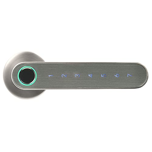 FELGNER Smart Handle H03 | moderner elektronischer Türgriff - digitale Drücker-Garnitur Türklinke Türbeschlag | Bedienung via Smartphone/Handy Bluetooth, Pin Code, Fingerabdruck-Sensor | Silbern