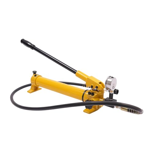 CP-700 Hydraulische Handpumpe mit Manometer Manuelle Hydraulikpumpe(700bar,Ölvorrat: 700cc,Schläuche 1.9m,ZG3/8'' Schnittstelle,Hochdruck-Ölausgang 2.3cc,In Verbindung mit Hydraulik Werkzeugen Verwend