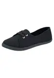 Elara Damen Ballerinas Schnürer Flach Chunkyrayan 1413 Schwarz SIL Oese 39