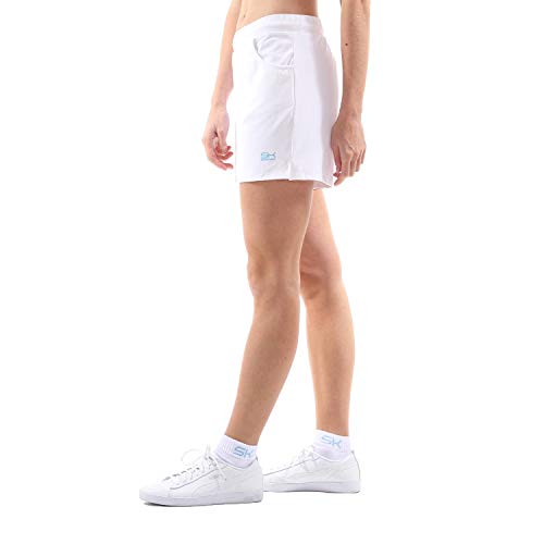 Sportkind Mädchen & Damen Tennis, Fitness, Bermuda Shorts mit Taschen, atmungsaktiv, UV-Schutz, Weiss, Gr. M