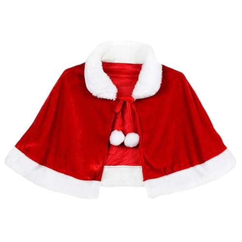 Weihnachten Santa Umhang Weihnachtsmantel Cape Damen Weihnachtsfrau Kostüm Damen Rot Samt Mantel Weihnachten Umhang für Weihnachten Kostüm Party (Erwachsene)