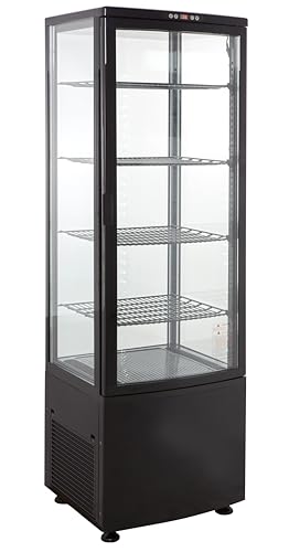 GastroHero Kühlvitrine 235 Liter I Buffet Vitrine +2 °C und +6 °C mit LED I Kühlvitrine Gastro schwarz I Kühltheke mit Glastür & Umluft I abschließbar