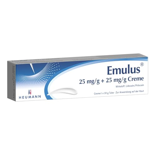 Emulus 25 mg/g + 25 mg/g Creme: Betäubungscreme mit Lidocain und Prilocain zur lokalen Betäubung der Haut bei schmerzhaften Behandlungen, 30 g Creme