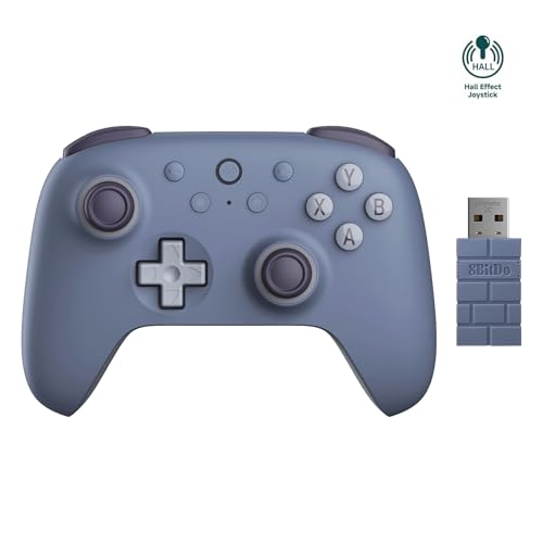 AKNES 8Bitdo Ultimate 2C 2.4G Wireless Controller für Windows PC und Android, mit Hall Effekt Joysticks und Hall Trigger, 1000Hz Polling Rate, und Remappable L4/R4 Bumpers (Blaubeere)