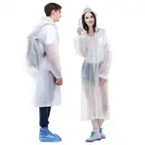 Regenponcho für Damen und Herren,Wasserdichter Regenmantel,Notfall Regenponcho,Durchsichtiger Regenponcho,Regenponcho mit Kapuze Transparent für Wandern, Radfahren, Camping und Reisen