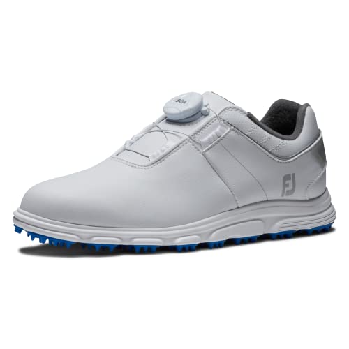 FootJoy Unisex Kinder Junior Pro SLS Golfschuhe, Weiß/Grau