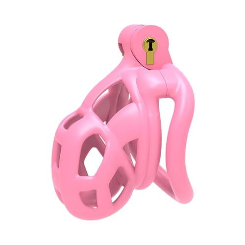 B2-Keuschheitsgürtel Set mit 4 Cockringe Pink Sissy Sex Toy Chastity Cage Atmungsaktiver Keuschheitskäfig mit Invisible Lock Design Mann Cock Bondage BDSM Resin Sexspielzeug (small,Pink)