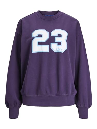 JACK&JONES Damen JXJADA Soft Loose LS Sweat SWT NOOS Sweatshirt, Purple Velvet/Print:23, M