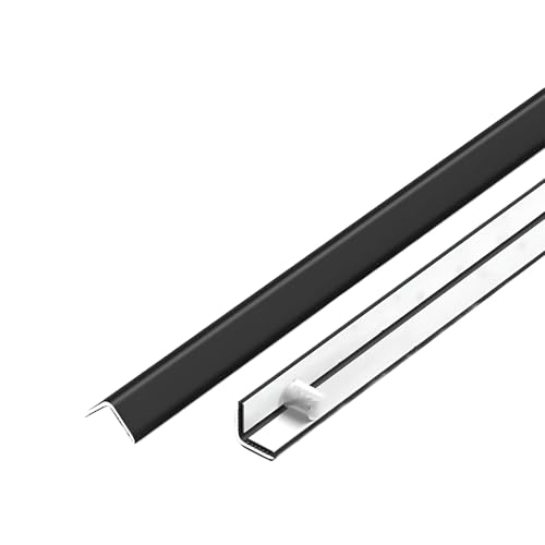 Coayuou Winkelprofil Aluminium 90cm* 3 Stück Eckleiste Selbstklebend Aluprofile Fliesenleisten Langlebig Leisten Für Treppenstufen Ideal Für Die Anwendung In Küche, Bad Und Flur(Schwarz,1 * 1cm)