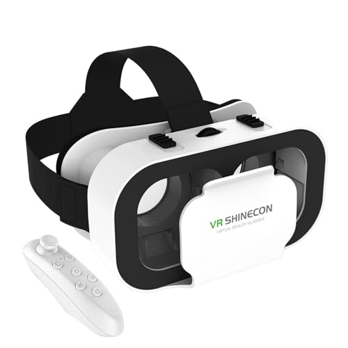 VR Brille für Handy, Virtual Reality 3D Brille, mit Bluetooth Fernbedienung, kompatibel IOS Android 4.7-6.5 Zoll für Samsung S20/S22/S23/Note 10+, iPhone X/12/13