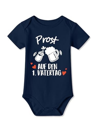 BesserBay Baby Unisex Strampler Navy Vatertagsgeschenk Kurzarm Prost Auf Den 1. Vatertag Body 3-6 Monate
