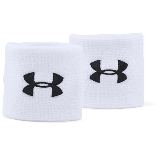 Under Armour Unisex UA Performance Wristband, 2er-Pack schweißableitendes Fitnessband, flexibles Schweißband mit Logo